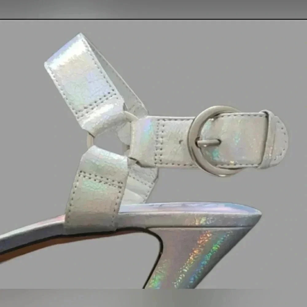 Silver Wedding Guest 9.5 Iridescent Sparkling Formal Sandals New